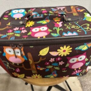 Colorful Owl Print Make Up Travel Case
